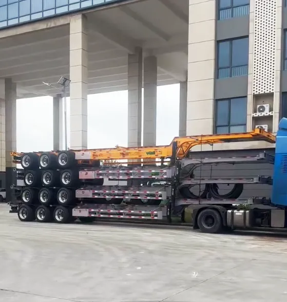 Sinotruk tractor with heavy duty flatbed semi trailer for cargo transport