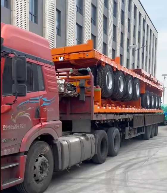 Heavy duty flatbed semi trailer for container transportation
