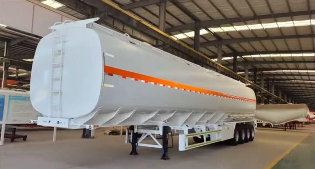 Finished 45000L fuel tanker semi trailers in our factory yard